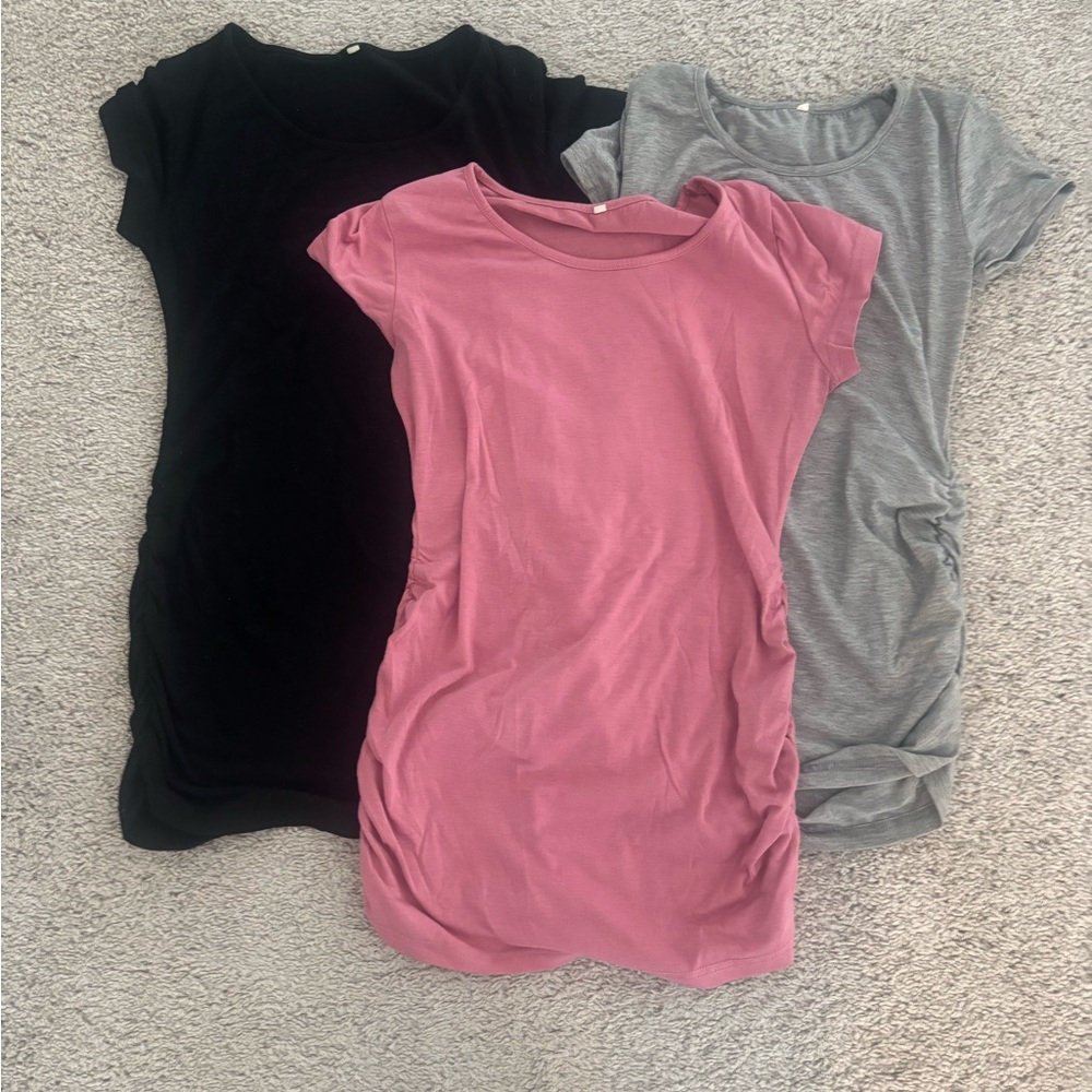 Women's Maternity Casual T-Shirts - Black, Pink, and Gray